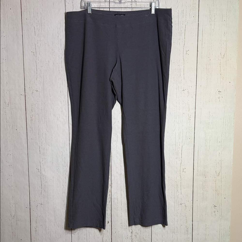 Eileen Fisher Gray Nylon Blend Washable Stretch Crepe Slim Pull On Pants XL